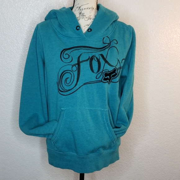 Fox Tops - Fox large womens dark teal hoodie